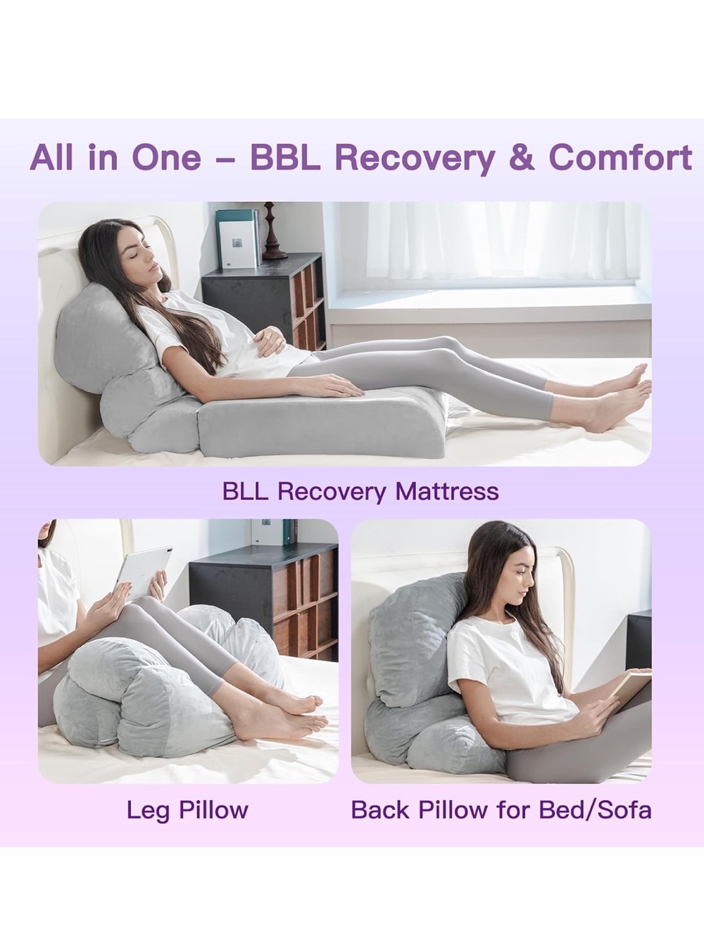 BBL Bed After Surgery for Sleeping, Memory Foam/Pregnancy Belly Pillow - Picture 7 of 8